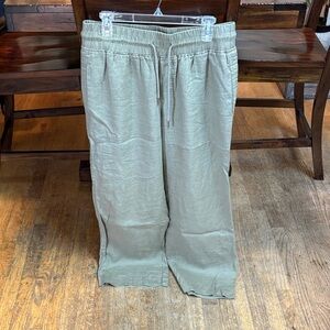 Quince Women's Linen Straight Leg Pants in Tan size large